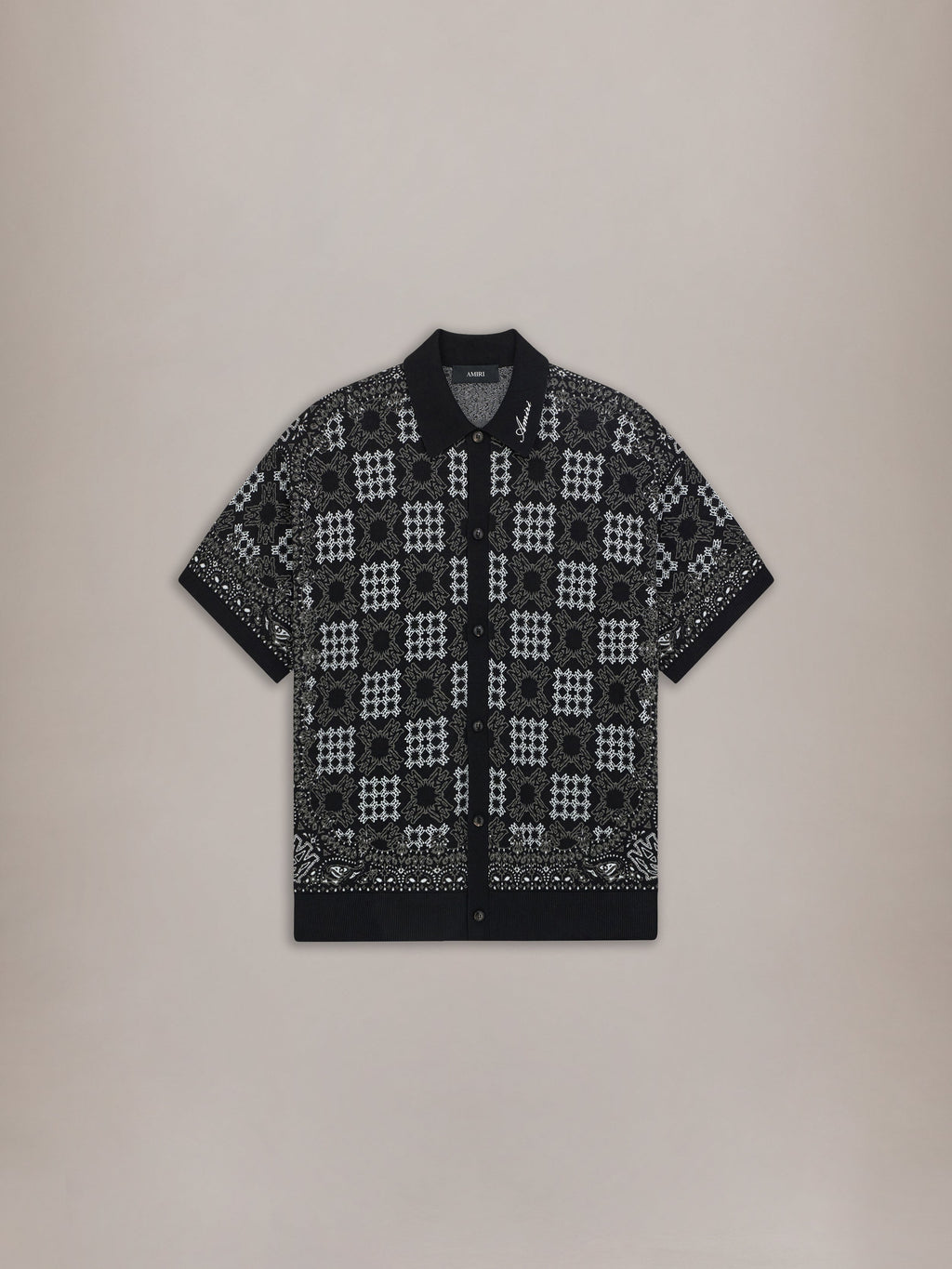 MA QUAD CHECK MESH KNIT SHIRT - Black