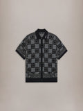 MA QUAD CHECK MESH KNIT SHIRT - Black