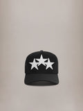 3 Star Trucker Hat - Black/White