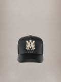 LEATHER MA TRUCKER HAT - Black