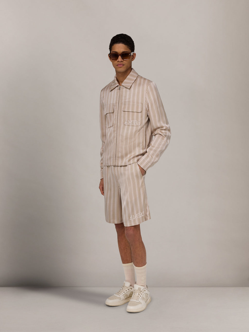 AMIRI STRIPED BLOUSON - Alabaster