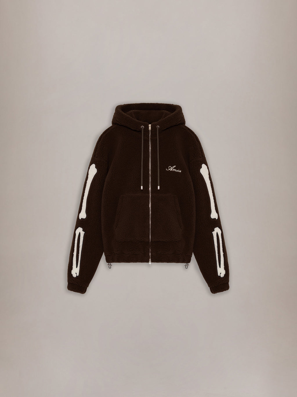 BONES FLEECE ZIP HOODIE - Dark Brown