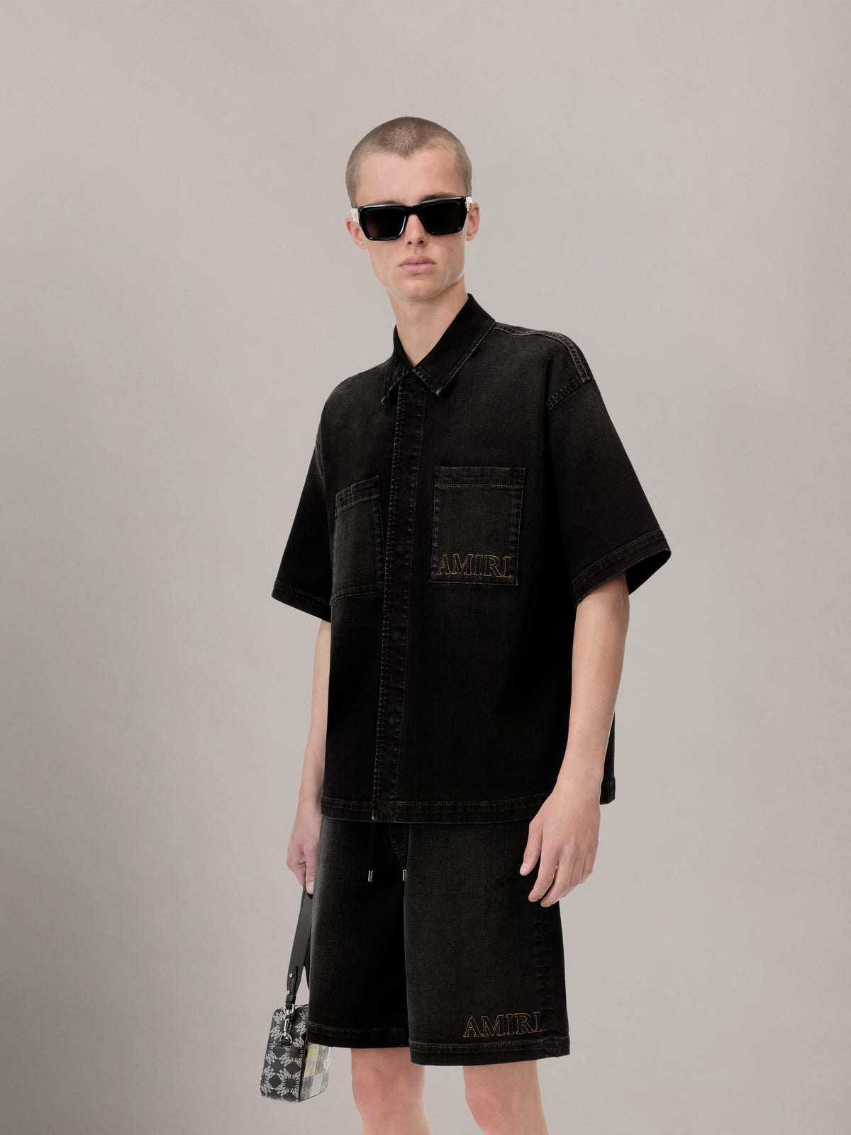 AMIRI 3D SHORT SLEEVE SNAP SHIRT - Vintage Black