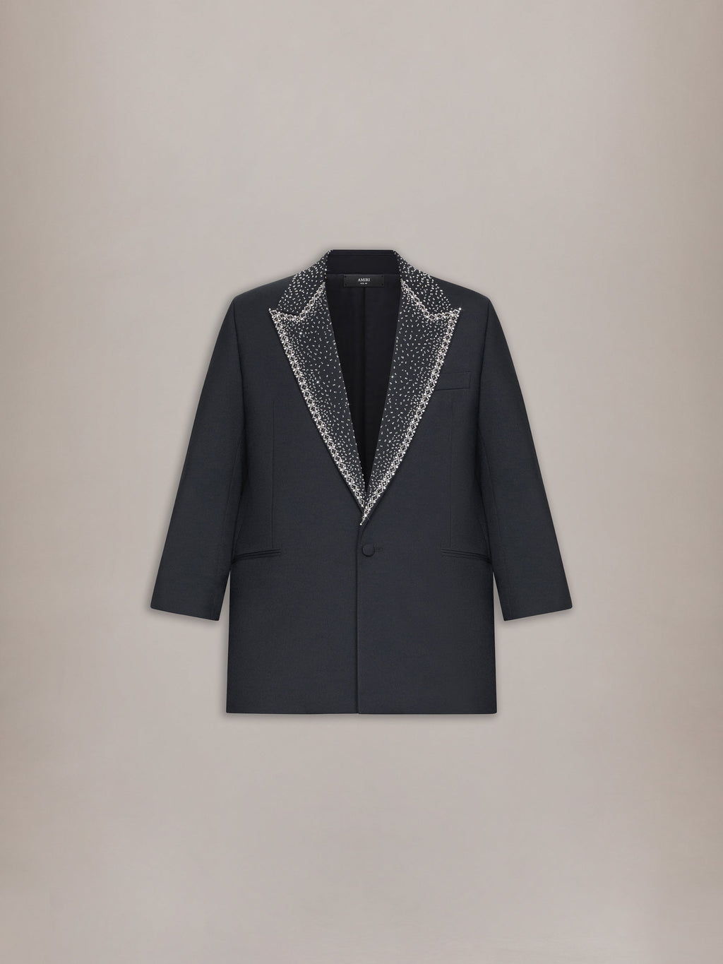 EMBELLISHED LAPEL SINGLE-BREASTED BLAZER - BLACK