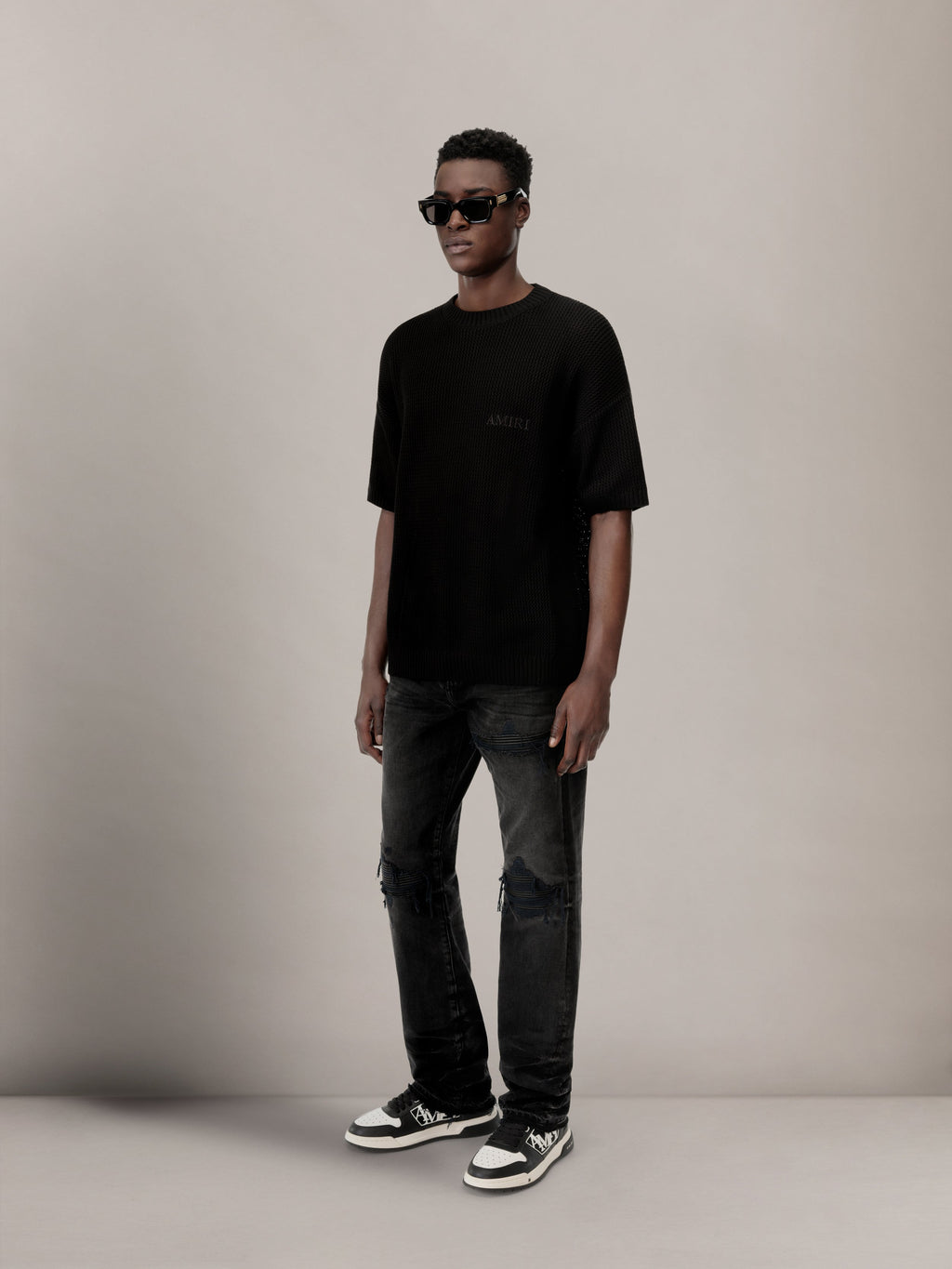 AMIRI CROCHET MESH TSHIRT - Black