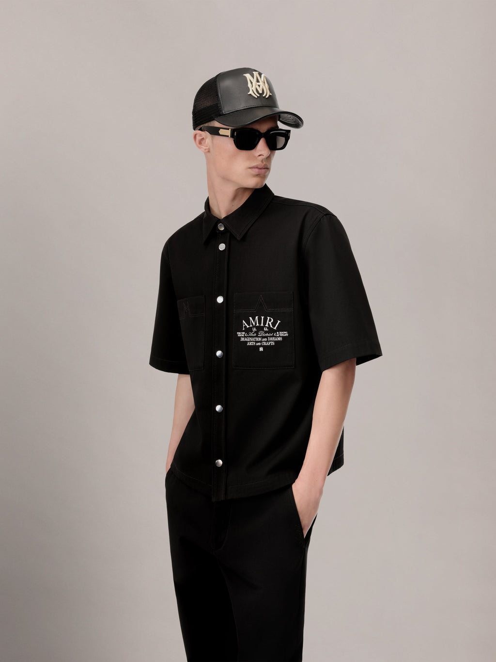 AMIRI ARTS DISTRICT CAMP SHIRT - BLACK