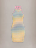 WOMEN - WOMEN'S MA STRIPED HALTER MINI DRESS - Multi