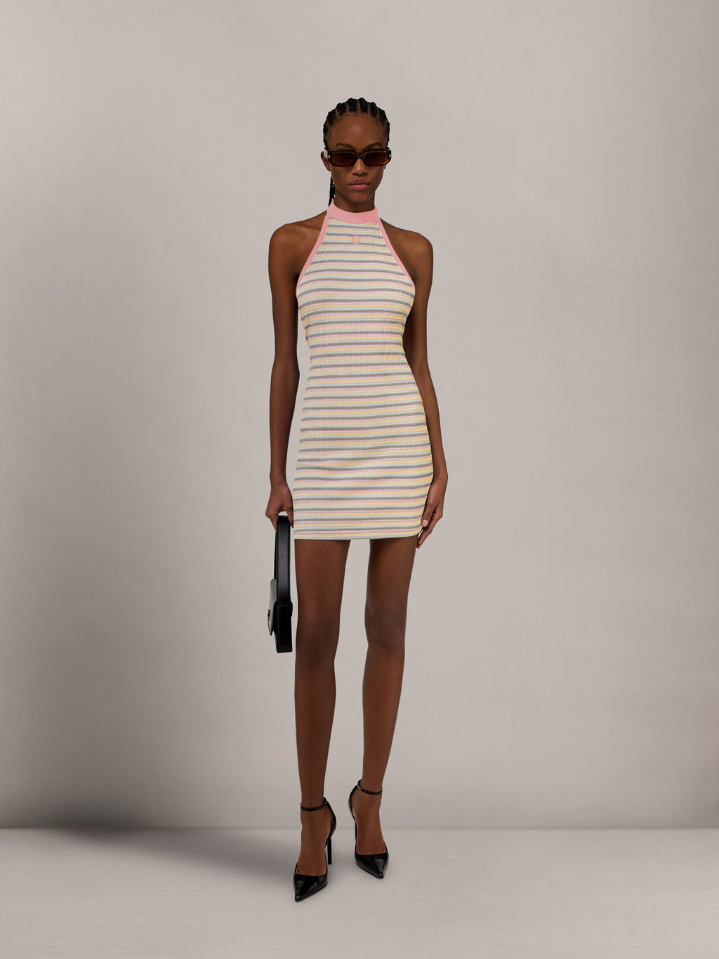 WOMEN - WOMEN'S MA STRIPED HALTER MINI DRESS - Multi