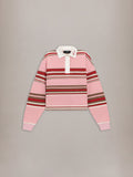WOMEN - WOMEN'S STRIPED OVERSIZED LONG SLEEVE POLO - Pink
