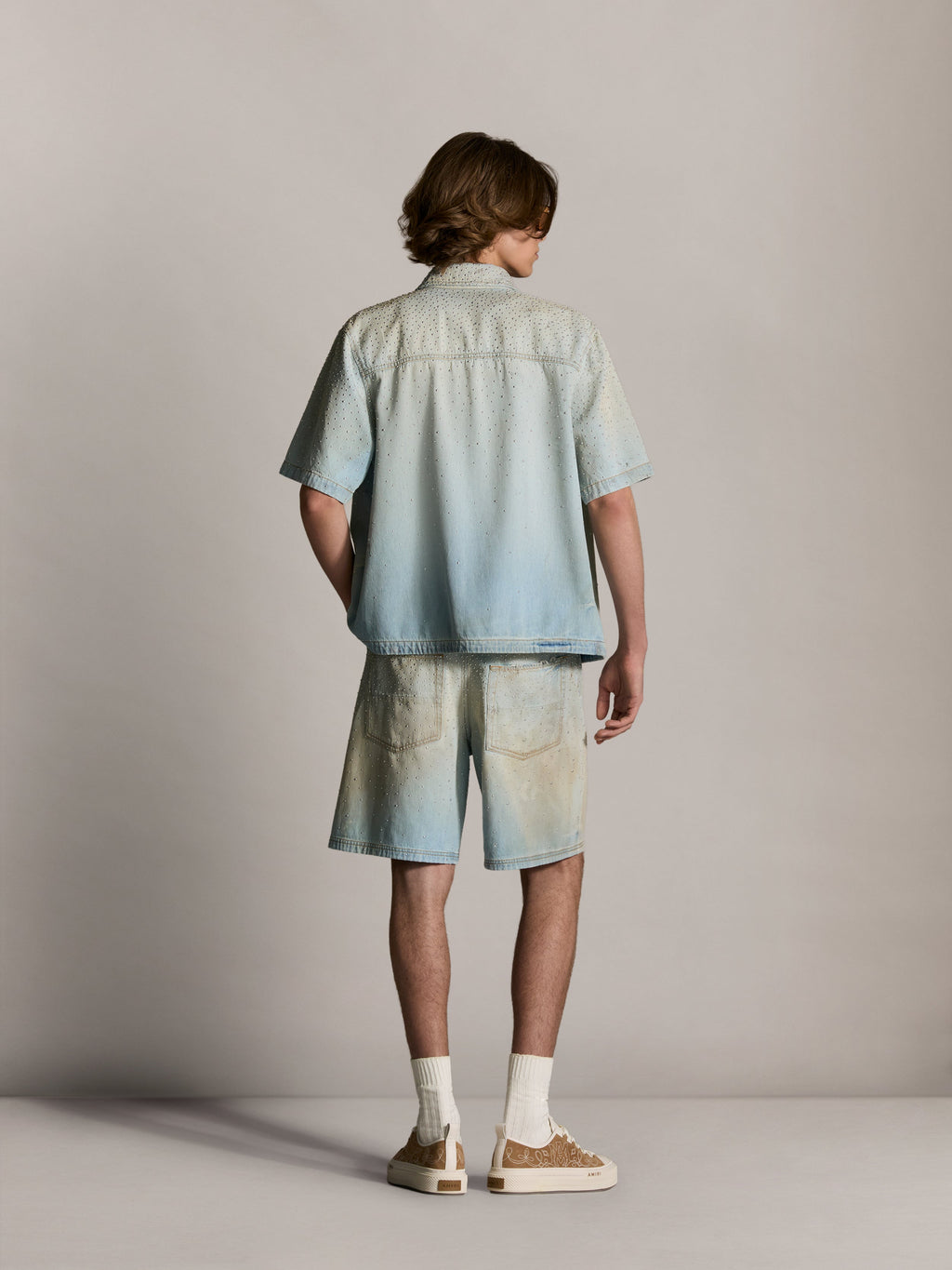 CRYSTALS DENIM SHORTS - Perfect Antique Indigo