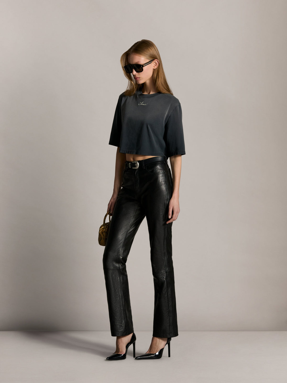 WOMEN - WOMEN'S AMIRI CROPPED TEE - Black