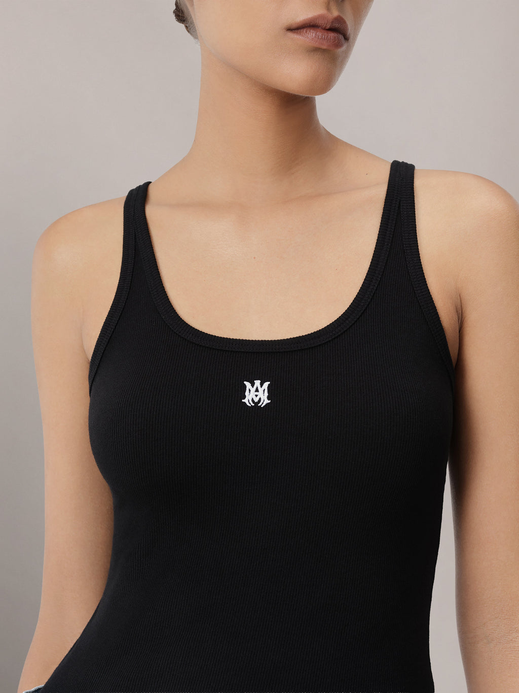 WOMEN - WOMEN'S MA EMBROIDERED RIBBED TANK - Black