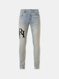 STAGGERED LOGO SKINNY JEAN - ANTIQUE INDIGO