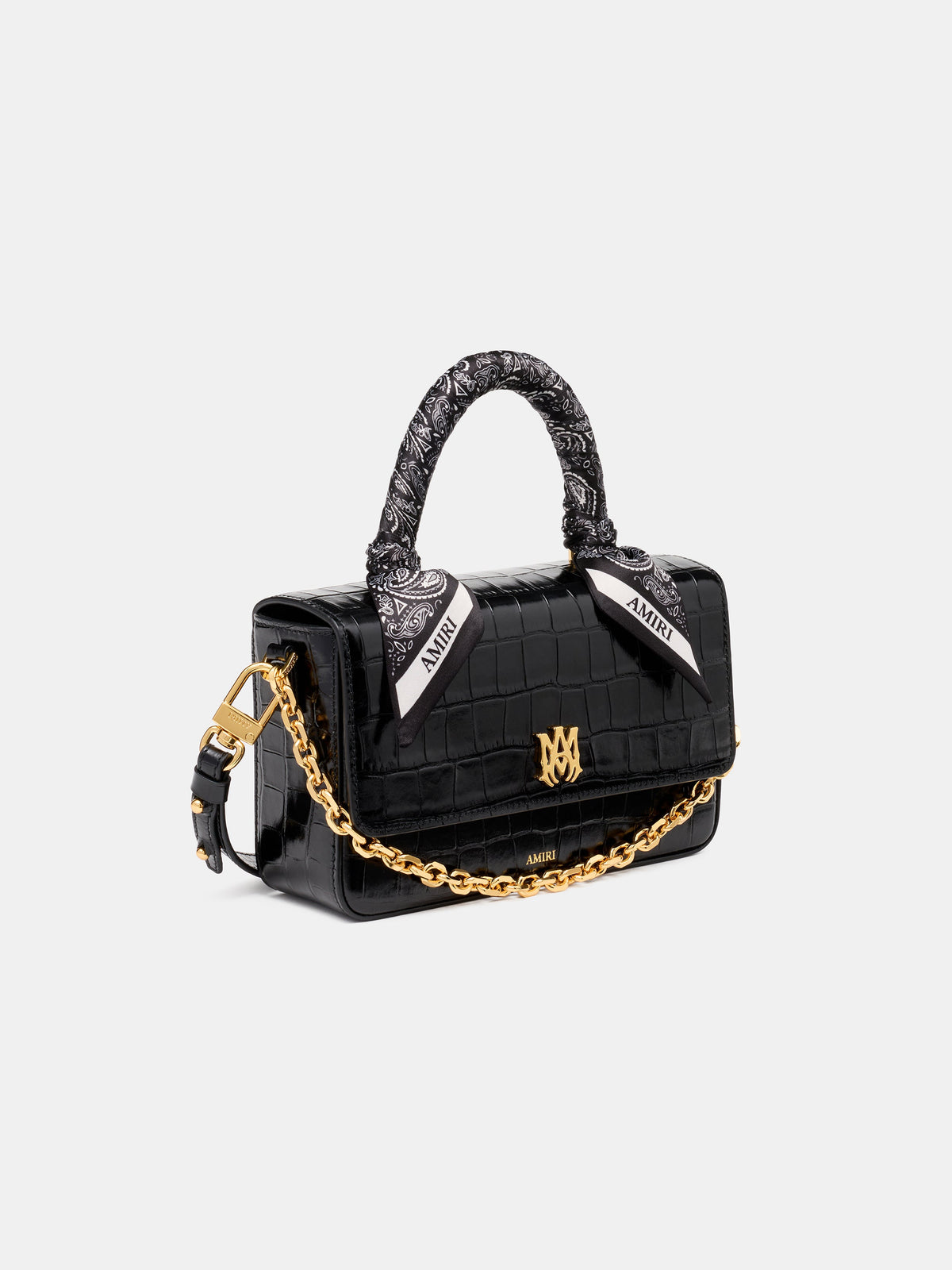WOMEN - WOMEN'S CROC EMBOSSED LONG MA BAG - BLACK