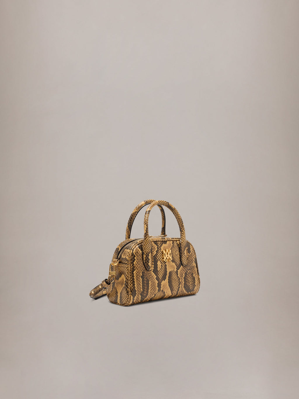 WOMEN - WOMEN'S PYTHON EMBOSSED MICRO MA BOWLING BAG - Brown