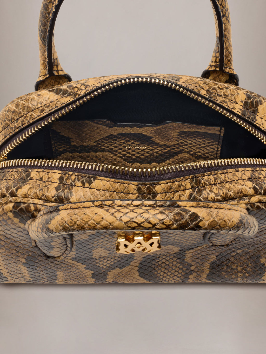 WOMEN - WOMEN'S PYTHON EMBOSSED MICRO MA BOWLING BAG - Brown