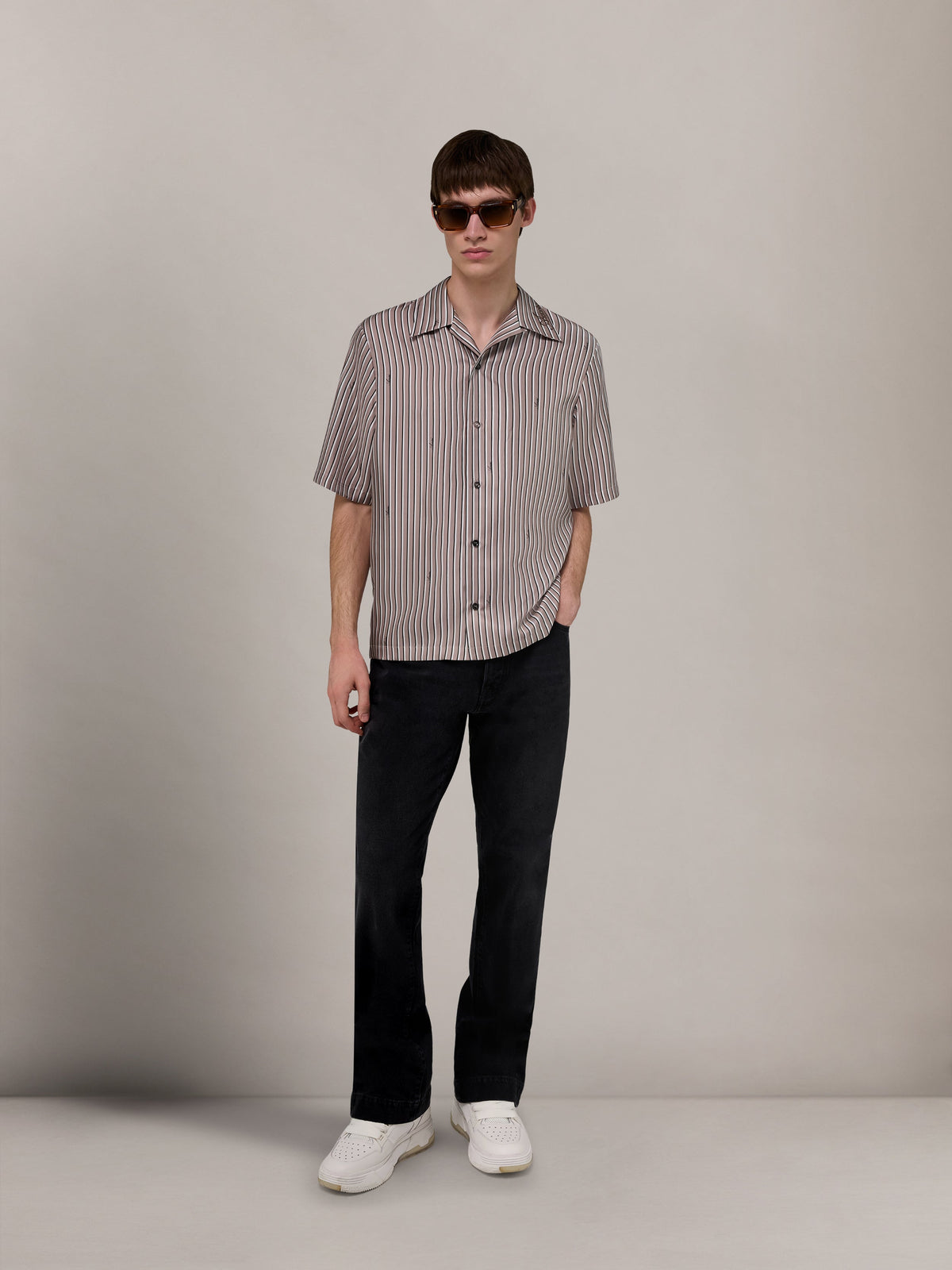 AMIRI SCRIPT BOWLING SHIRT - Mocha