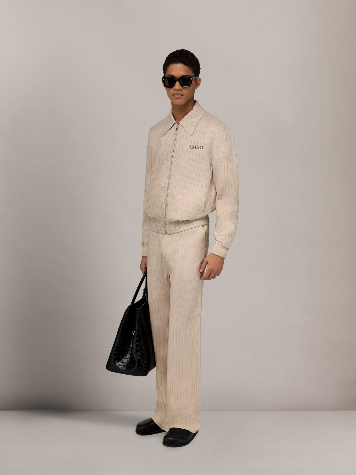 STRIPED BLOUSON - Alabaster