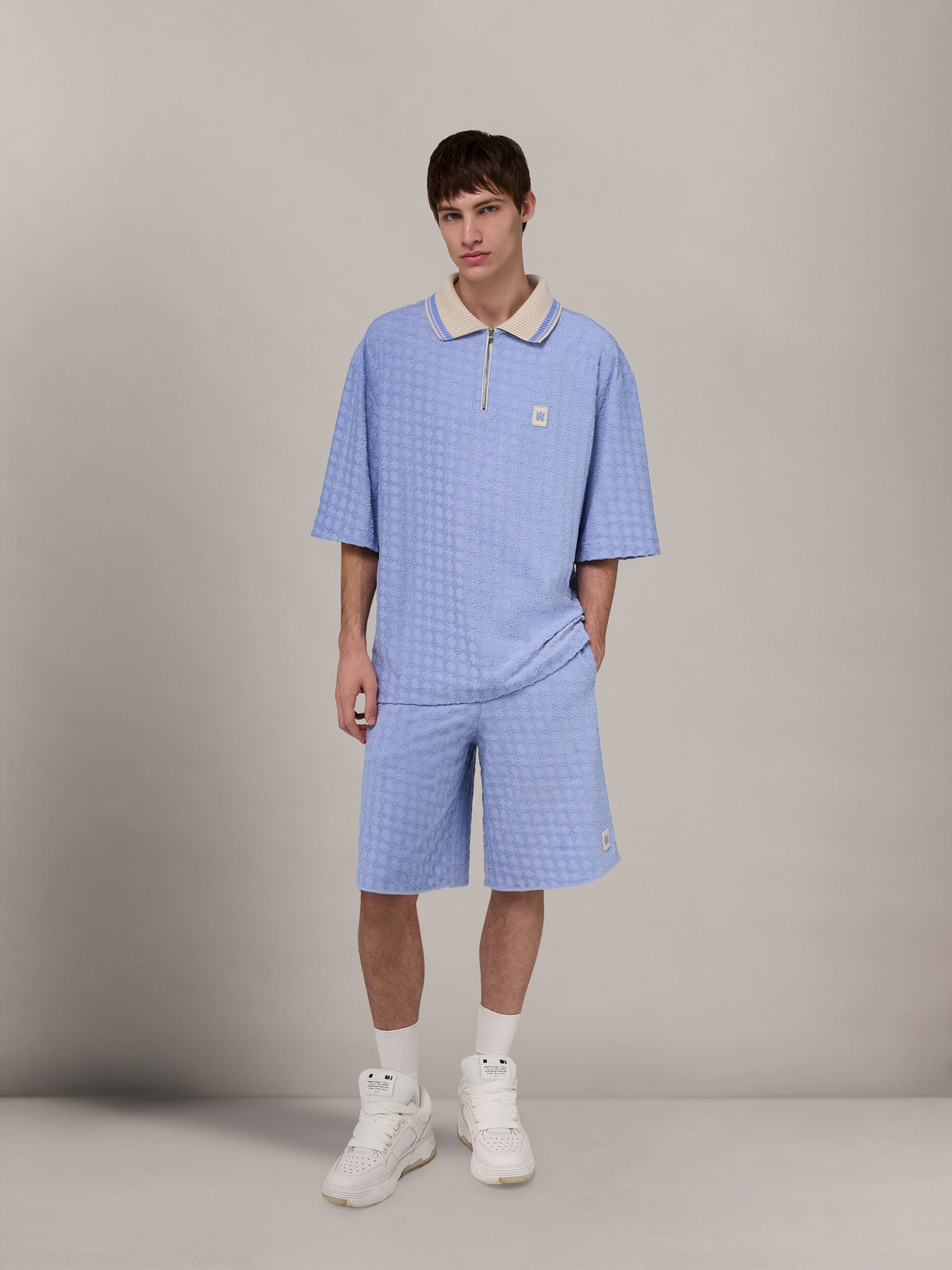 MA QUAD ZIP TOWELING POLO - Skyline Blue
