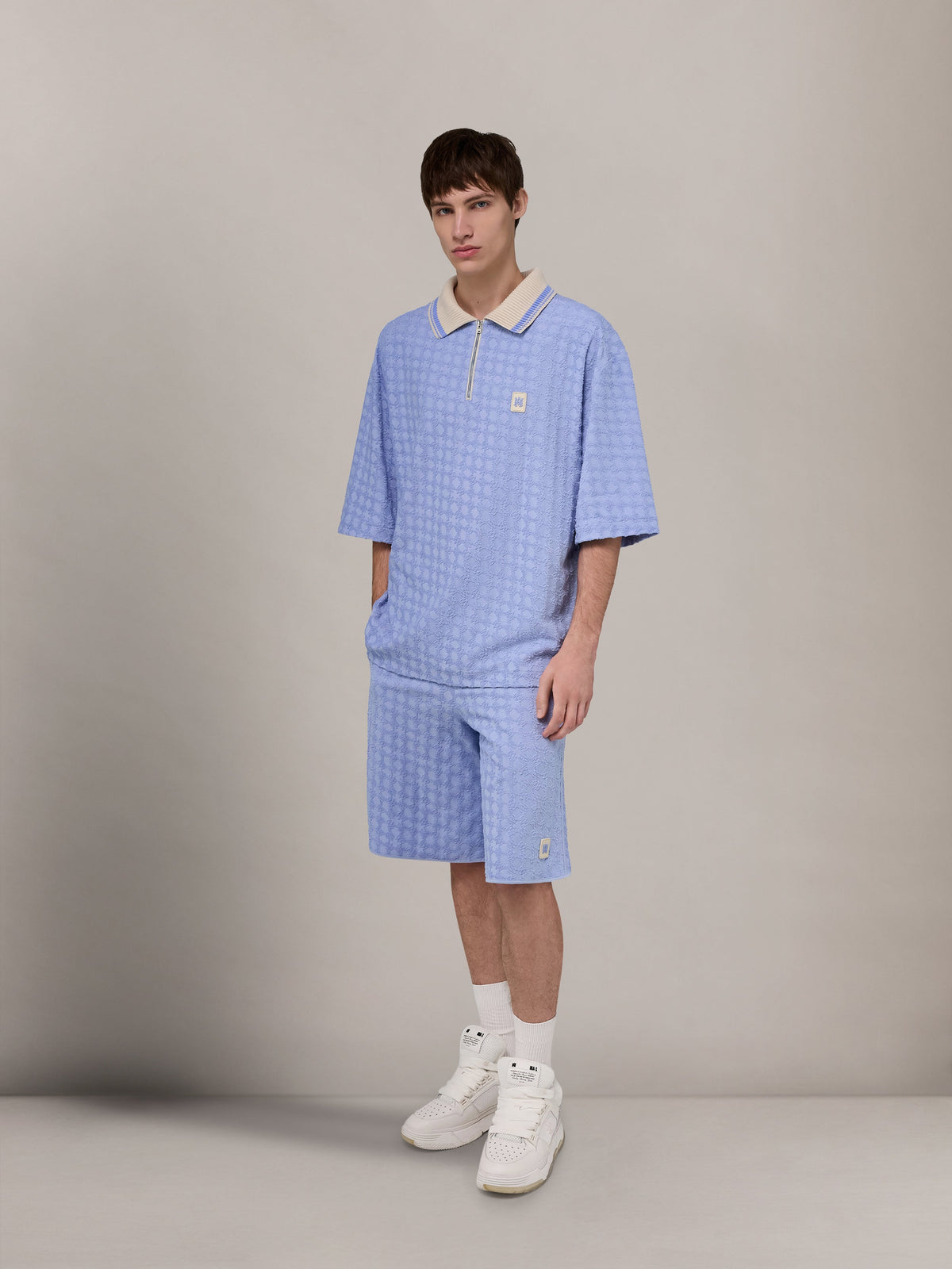 MA QUAD ZIP TOWELING POLO - Skyline Blue