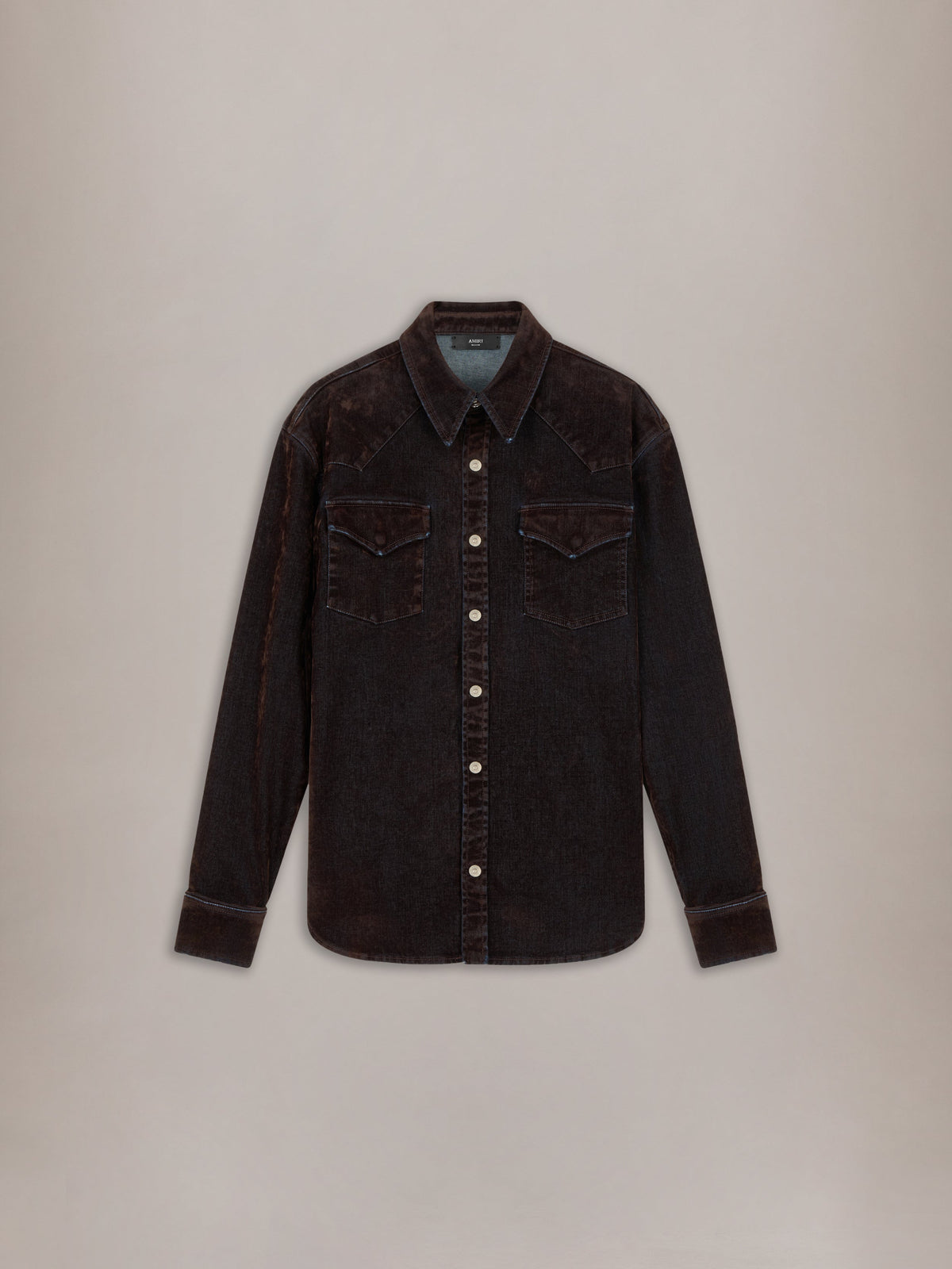FLOCK LONG SLEEVE DENIM SHIRT - Husk