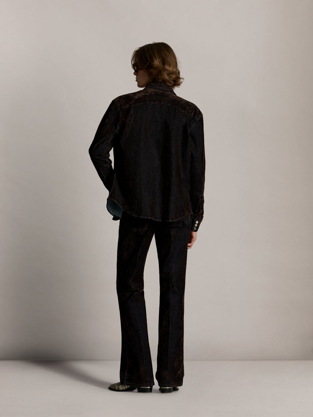 FLOCK LONG SLEEVE DENIM SHIRT - Husk