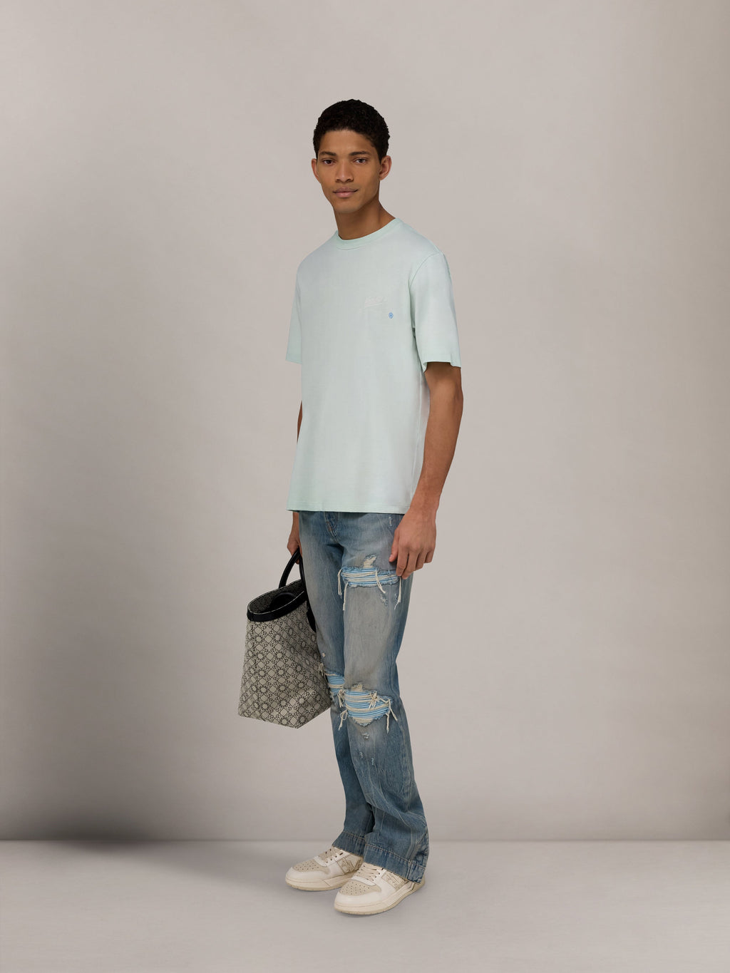 AMIRI QUALITY GOODS LABEL TEE - Powder Teal