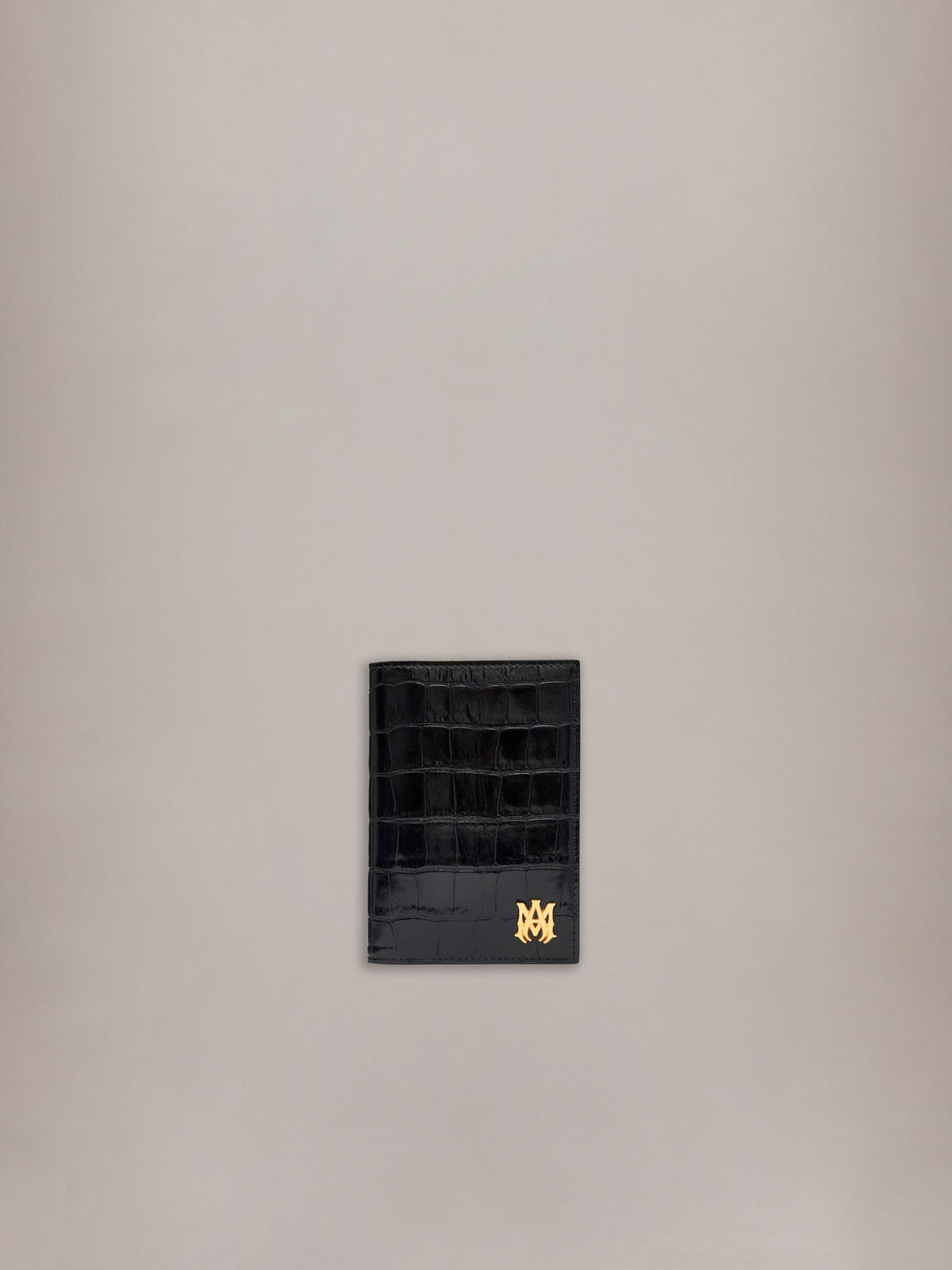 CROC EMBOSSED PASSPORT HOLDER - BLACK