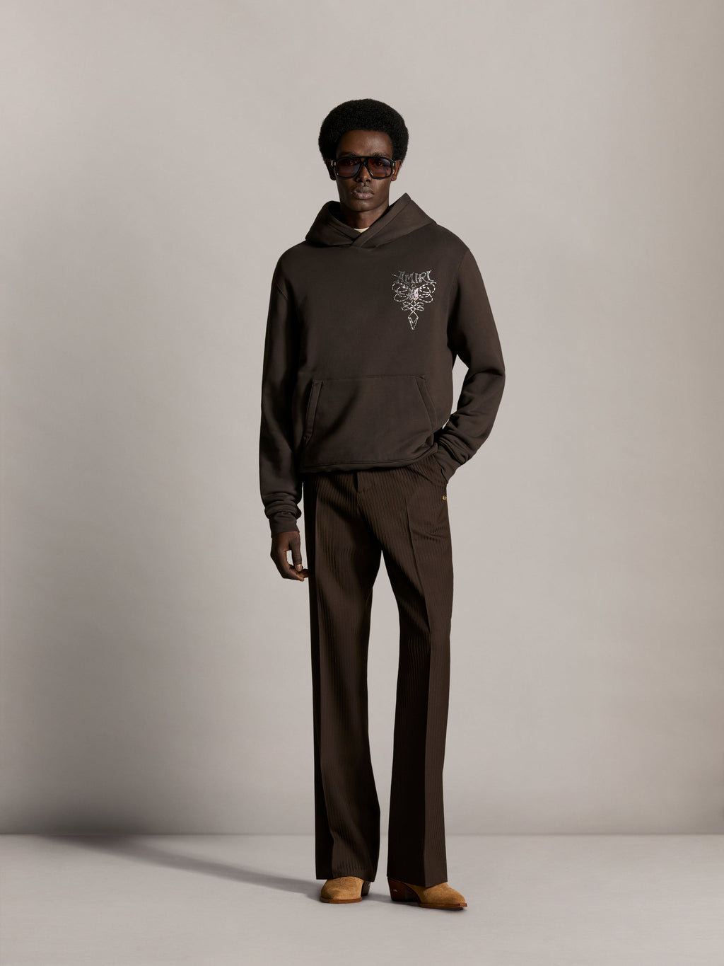 AMIRI LASSO CRYSTAL HOODIE - Husk