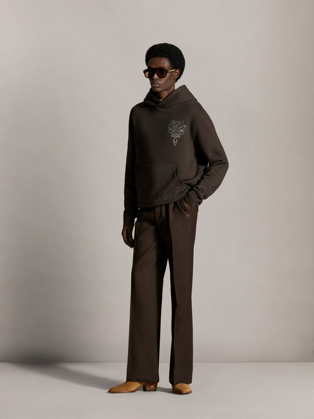 AMIRI LASSO CRYSTAL HOODIE - Husk