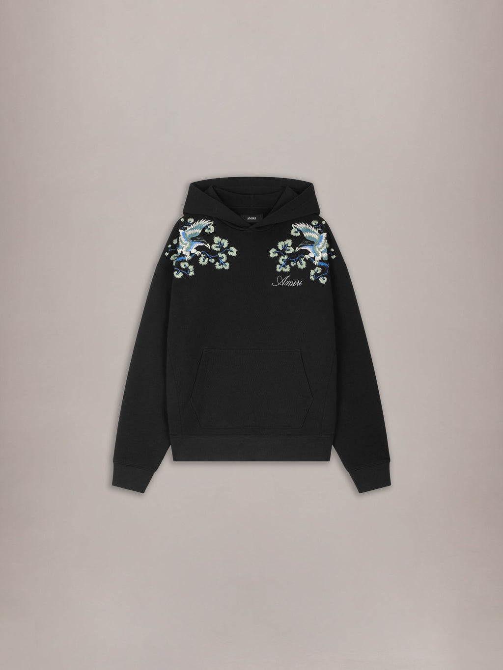 FLORAL EMBROIDERED HOODIE - Black