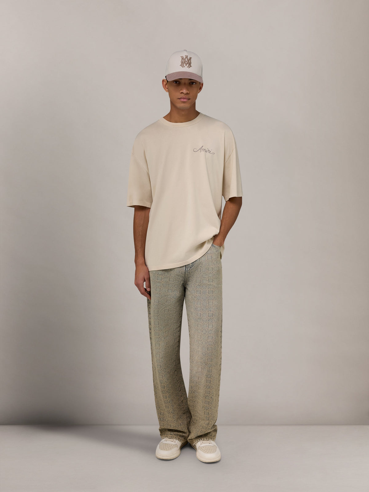 MA QUAD CHECKERBOARD OVERSIZED TEE - Alabaster