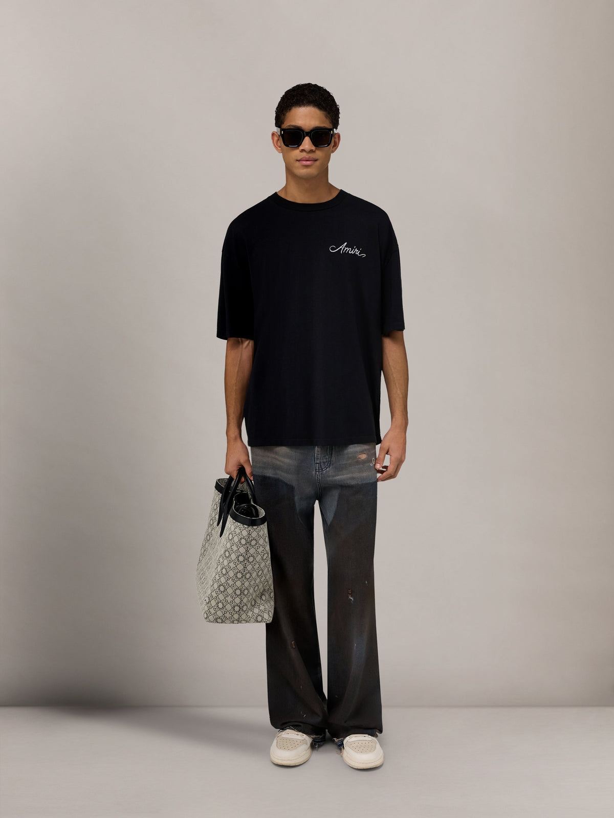 MA QUAD CHECKERBOARD OVERSIZED TEE - Black