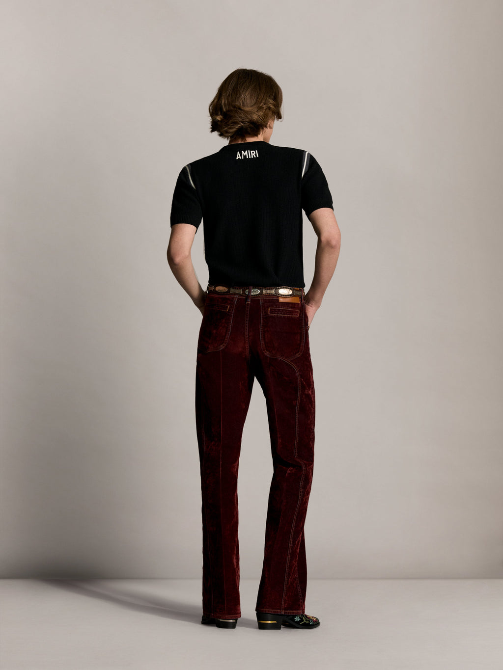 VINTAGE CUT FLOCK DENIM JEAN - Brick