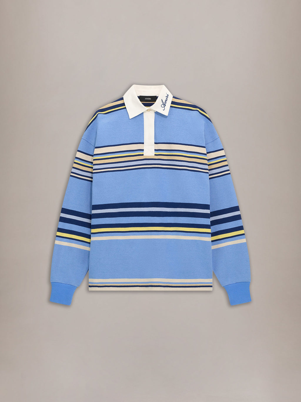 STRIPED OVERSIZED LONG SLEEVE POLO - Blue
