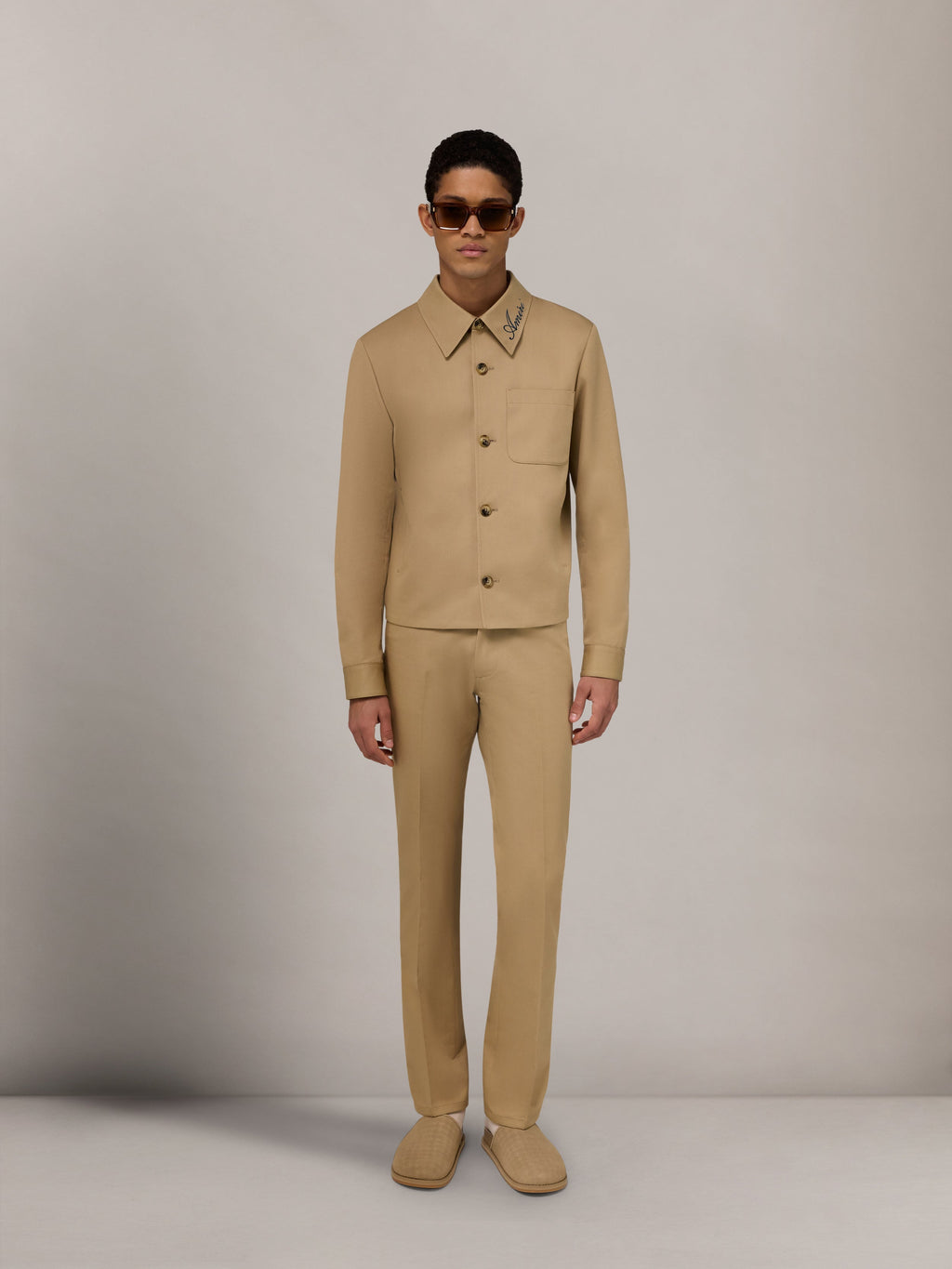 SCRIPT COLLAR SHIRT JACKET - Earth