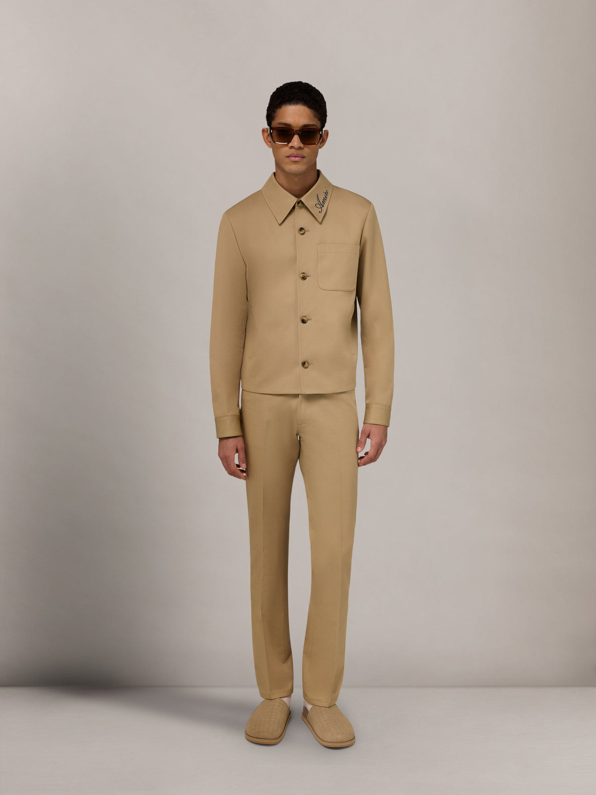 SCRIPT COLLAR SHIRT JACKET - Earth