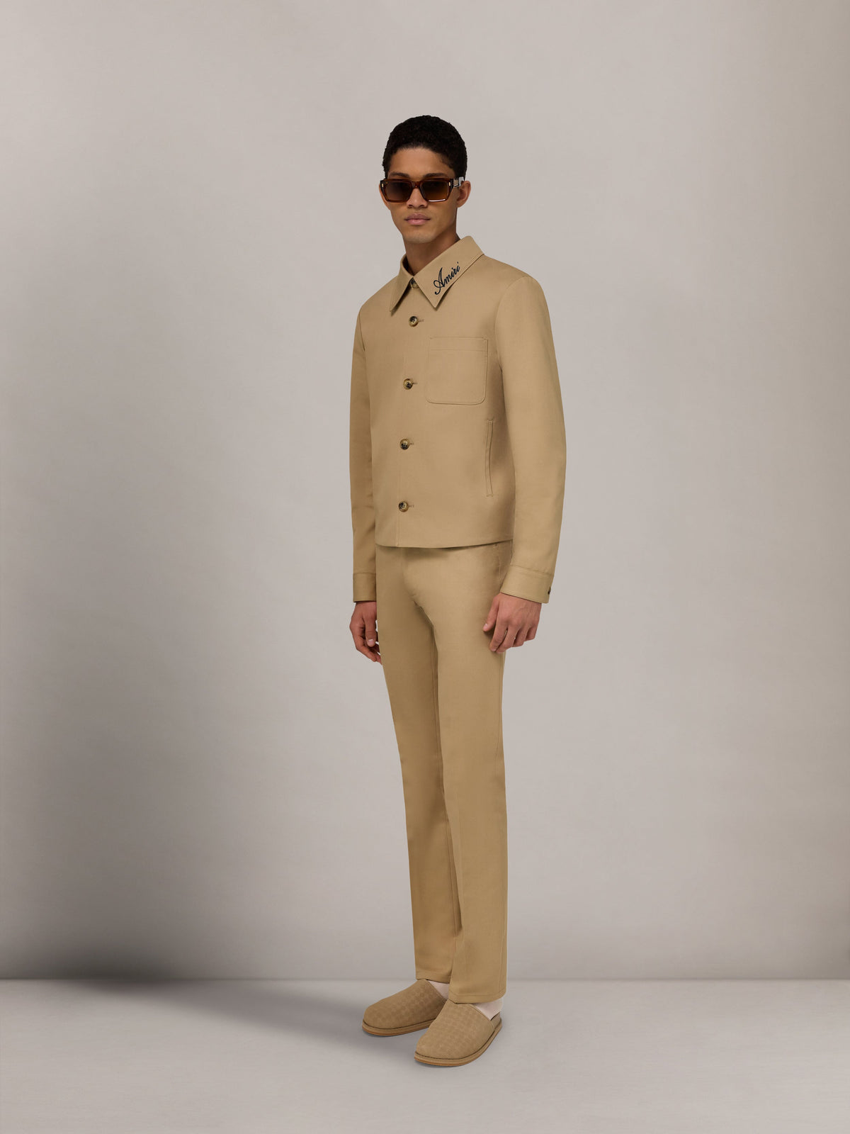 SCRIPT COLLAR SHIRT JACKET - Earth