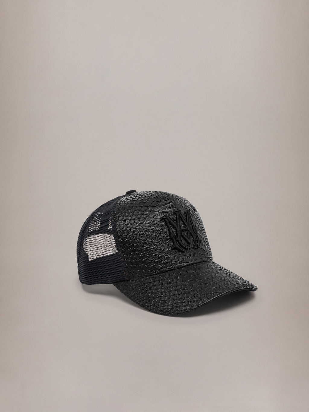 PYTHON EMBOSSED MA TRUCKER HAT - Black