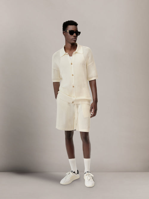 AMIRI CROCHET MESH SHORT - Ivory