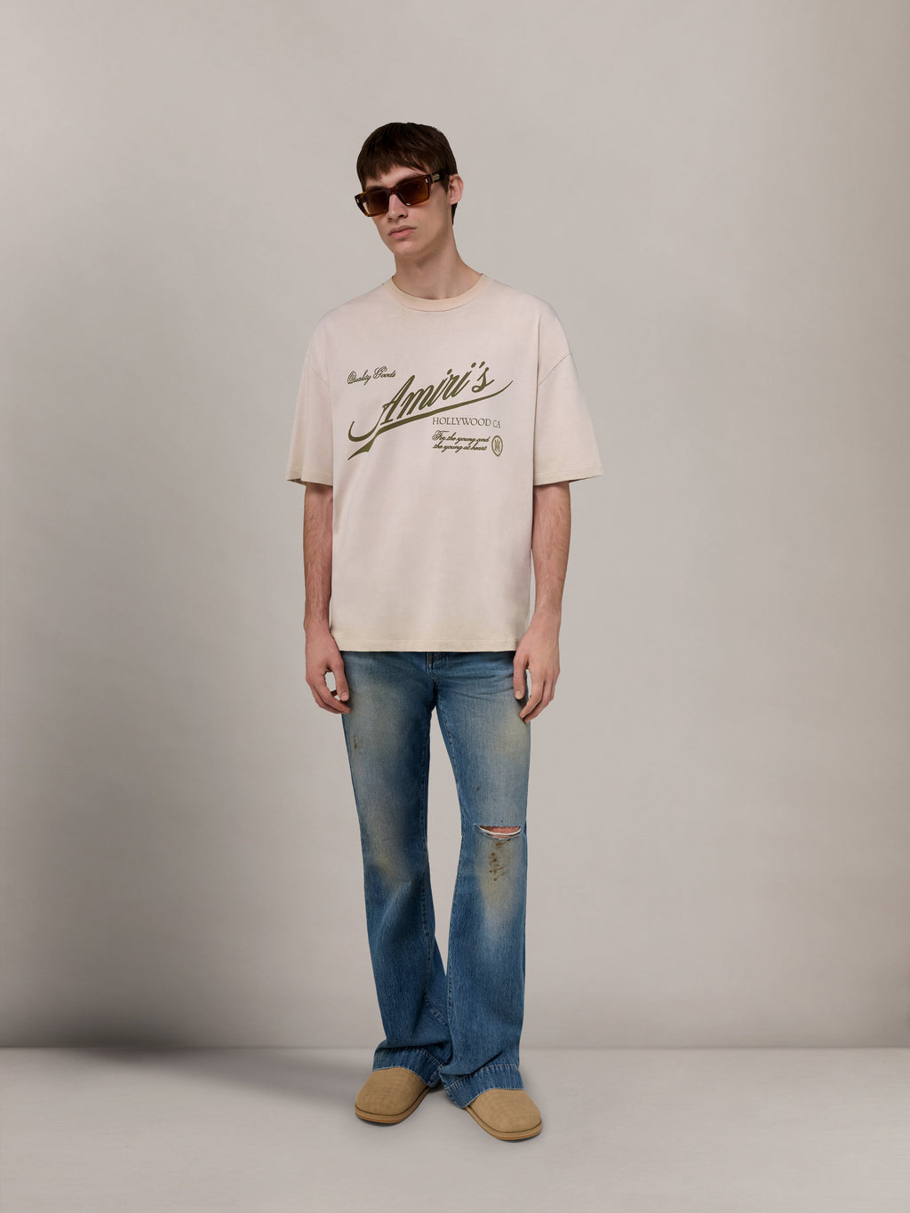 AMIRI QUALITY GOODS OVERSIZED TEE - Alabaster